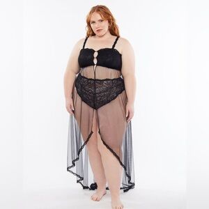 NWOT Savage X Fenty Romantic Corded Lace Tippe Maxi Slip Robe